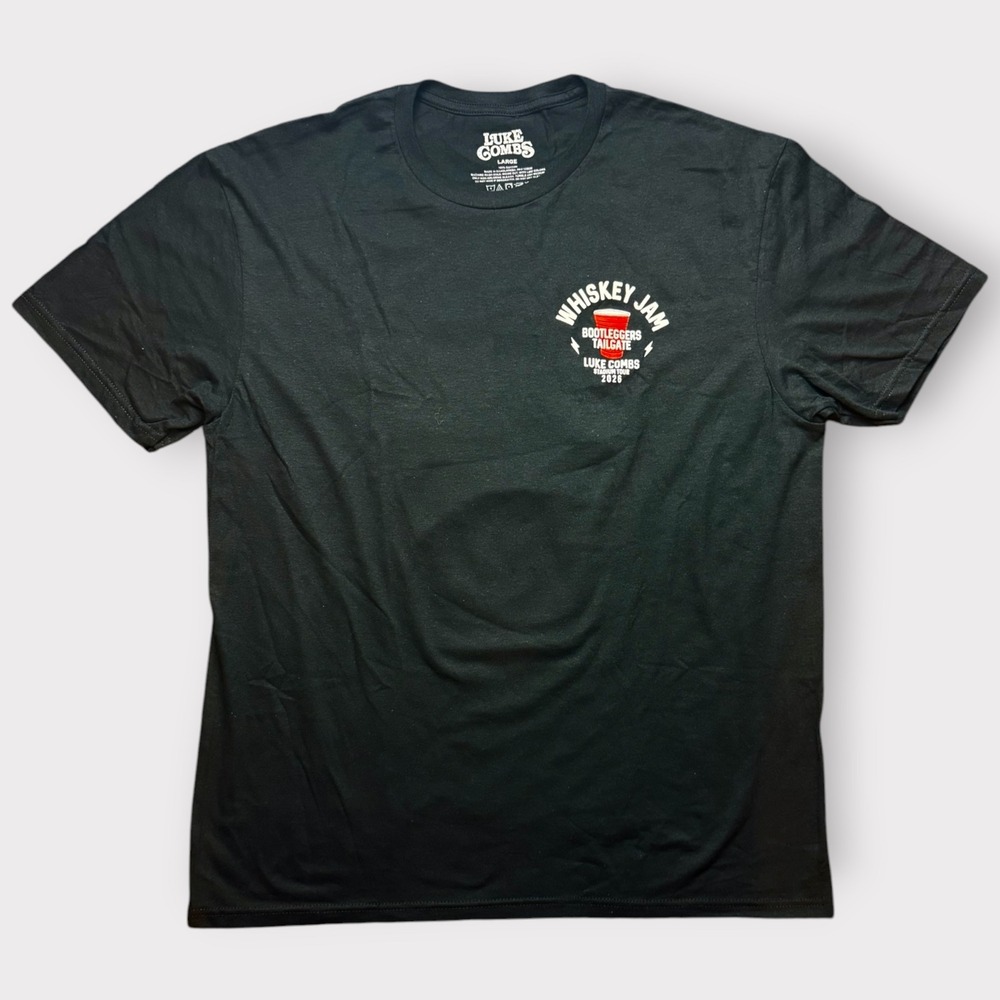 Luke Combs Whiskey Jam Bootleggers Tailgate 2026 Stadium Tour T-Shirt Black L - Picture 2 of 8